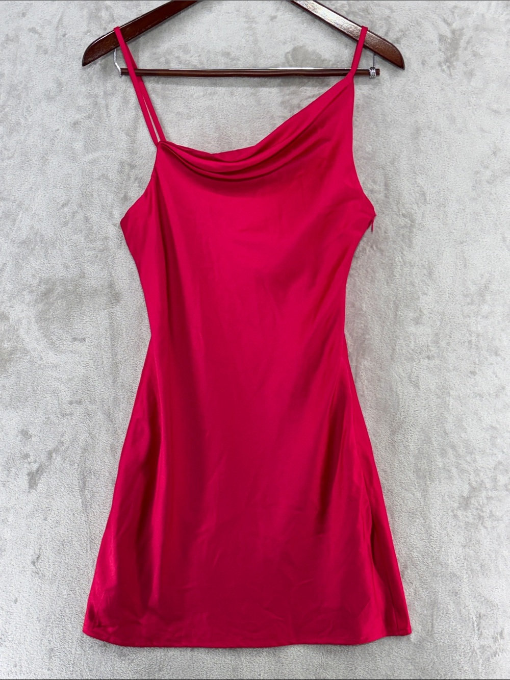 superdown Hot Pink Asymmetrical Cowl Neck Mini Slip Dress Size S